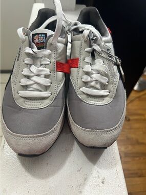 Kids Puma Super Mario bros  gray and White Casual Sneakers with Red Accent